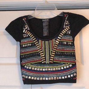 Detailed Black Crop Top